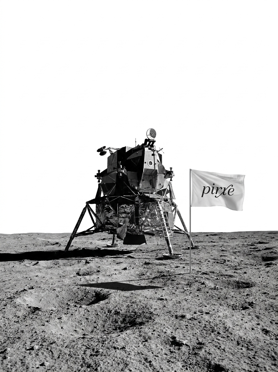 pirxe lunar lander with flag